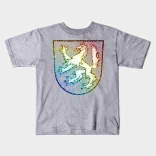 Low Poly Coat of Arms Transparent Gradient Rainbow Kids T-Shirt